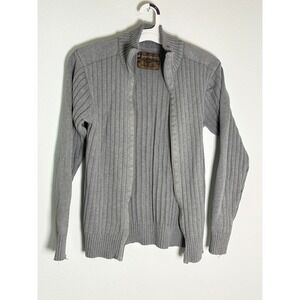Angelo Litrico Mens Grey Ribbed Full Zip Mock Neck Cardigan Sweater Size M
